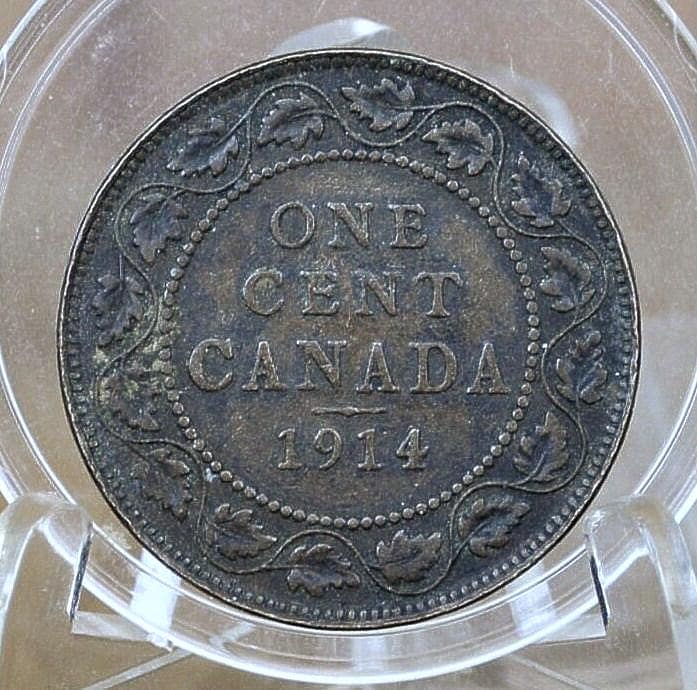 1914 Canadian Large Cent - VF (Very Fine) Grade / Condition - King George V - One Cent Canada 1914 Cent 1914 Large Canadian Cent