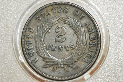 1869 Two Cent US Coin - VG-F (Very Good to Fine) Grade / Condition - Civil War Era - 2 Cent Piece 1869 - Two Cent Coins
