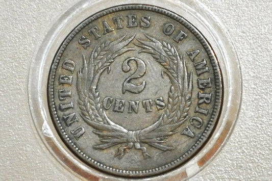 1869 Two Cent US Coin - VG-F (Very Good to Fine) Grade / Condition - Civil War Era - 2 Cent Piece 1869 - Two Cent Coins
