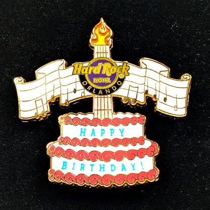 Hard Rock Hotel Orlando Happy Birthday Enamel Pin - Guitar - Music Notes - Cake