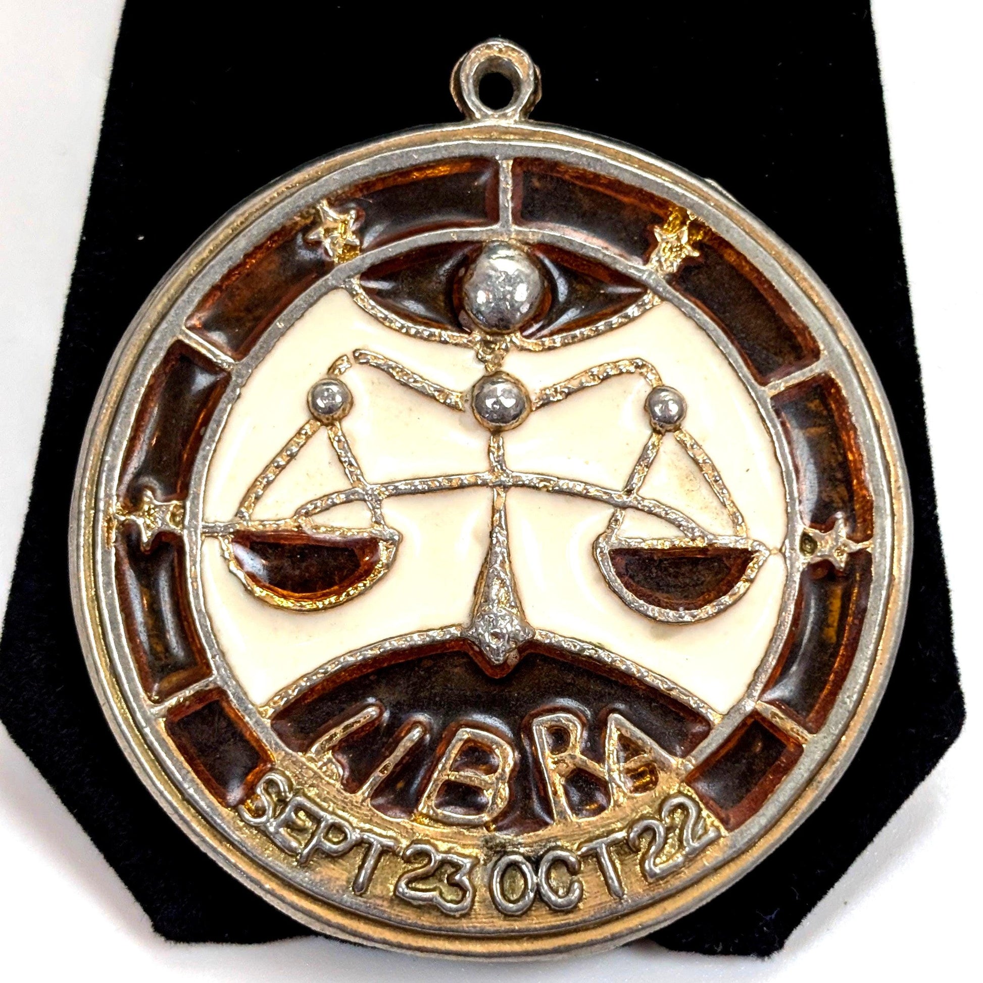 Vintage Enamel Libra Ornament - Zodiac Astrology Birth Sign