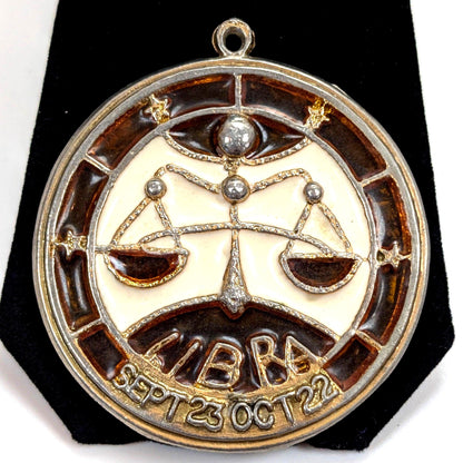 Vintage Enamel Libra Ornament - Zodiac Astrology Birth Sign