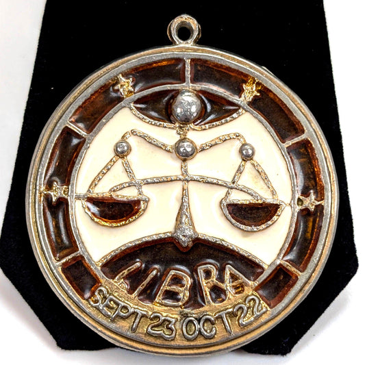Vintage Enamel Libra Ornament - Zodiac Astrology Birth Sign