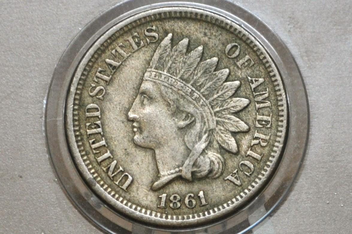 1861 Indian Head Penny - Choose by Grade - 1861 Cent One Cent US 1861 - Better Date, Harder to Find
