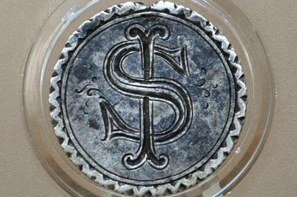 Detailed Vintage Canadian Love Token "S" - S Love Token Canadian - Antique Gothic Style Lettering Love Token "S"