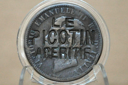 1860s Italian 10 Centesimi Counterstamped "Le Picotin Aperitif" - "Le Picotin Aperitif" C/S Italian Ten Centesimi 18060s Coin