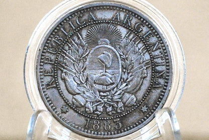 1883 Republic of Argentina Libertas Dos Centavos - AU - High Grade, Beautiful Coin - 1883 2 Centavos Argentina