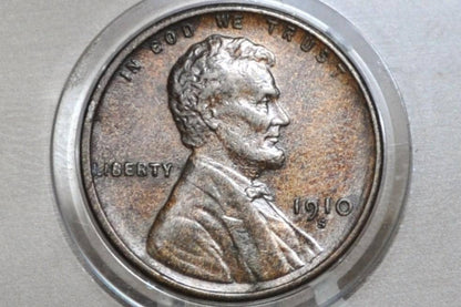 1910 P,S Wheat Penny - Choose by Grade - Wheat Ear Cent - San Francisco Philadelphia Mint - Semi-Key Date