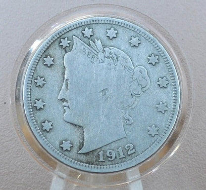 1912-S Liberty Head Nickel, The Key Date- VG+ (Very Good) Grade - San Francisco Mint - Liberty Nickel 1912S, Very Rare Coin, Only 238,000