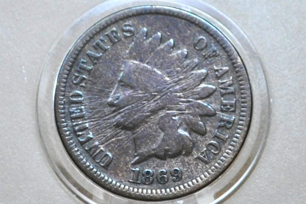 1869 Indian Head Penny - Key Date, Rarest of the 1860's - AG to G (Good) Condition / Grade - 1869 Cent