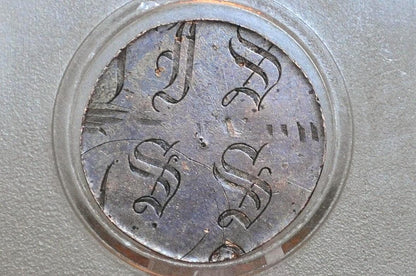 Detailed Vintage Copper Love Token - Unique Stylized Lettering "S" and "L" Copper Love Token - One-of-a-Kind Antique Copper Love Token