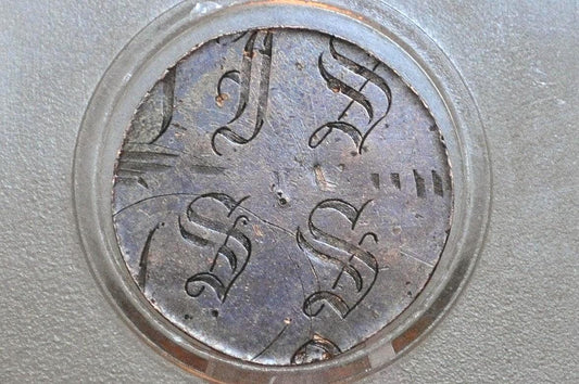 Detailed Vintage Copper Love Token - Unique Stylized Lettering "S" and "L" Copper Love Token - One-of-a-Kind Antique Copper Love Token