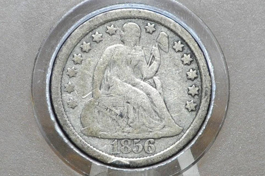 1856 Seated Liberty Dime, Large Date - Fine - 1856 Silver Dime / 1856 Liberty Seated Dime Large Date Variety