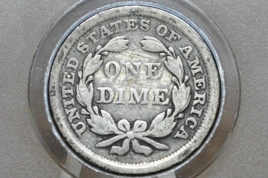 1856 Seated Liberty Dime, Large Date - Fine - 1856 Silver Dime / 1856 Liberty Seated Dime Large Date Variety