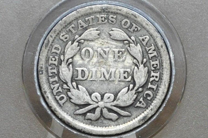 1856 Seated Liberty Dime, Large Date - Fine - 1856 Silver Dime / 1856 Liberty Seated Dime Large Date Variety