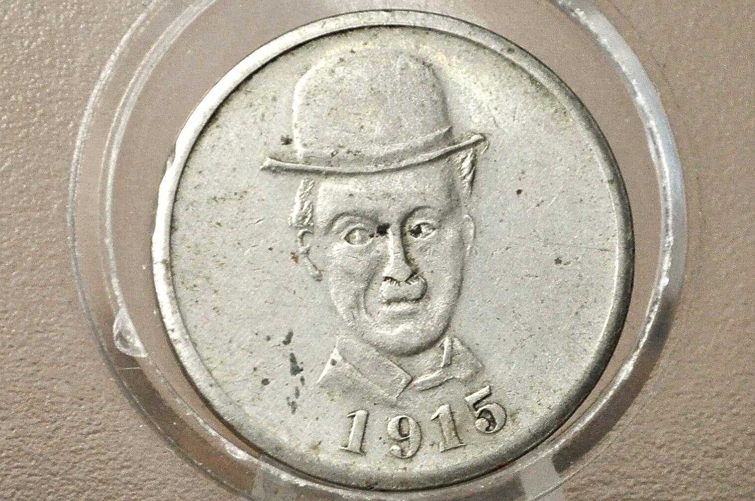 Vintage Charlie Chaplin A Jitney Elopement 1915 Promotional Token - Authentic Charlie Chaplin Movie Souvenir Token with Boots Design