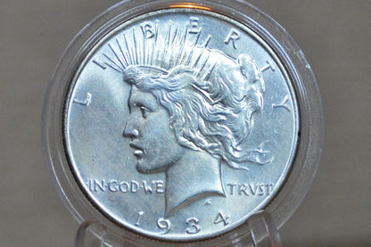 1934 Peace Dollar - Choose by Grade - 1934 P Peace Silver Dollar - Philadelphia Mint - Better Date & Mint Silver Dollar 1934 P