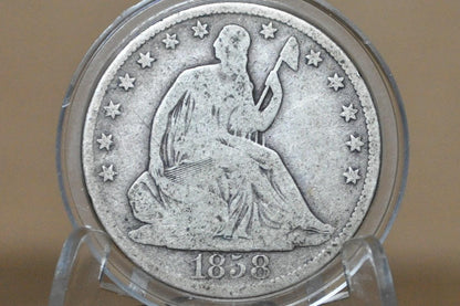 1858-O Seated Liberty Half Dollar - VG Grade / Condition - 1858O Liberty Seated Silver Half Dollar With Arrows