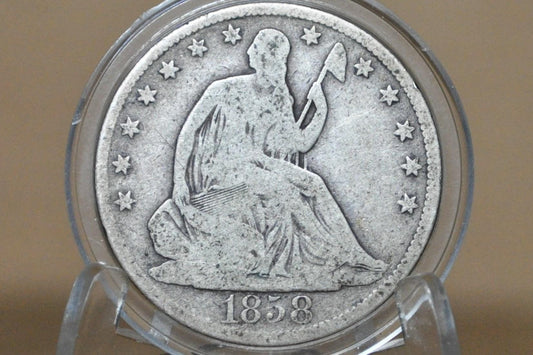 1858-O Seated Liberty Half Dollar - VG Grade / Condition - 1858O Liberty Seated Silver Half Dollar With Arrows