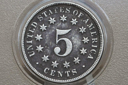 1872 Shield Nickel - F (Fine) Details - 1872 Nickel Shield Type Nickel 1800's - Great Date & Detail!