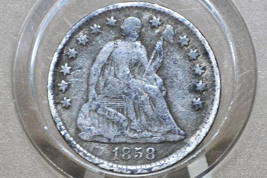 1858 Half Dime - Choose by Grade / Coin - 1858 Seated Liberty Half Dime - Early American Coin - 1858 Silver Half Dime Liberty Seated 1858