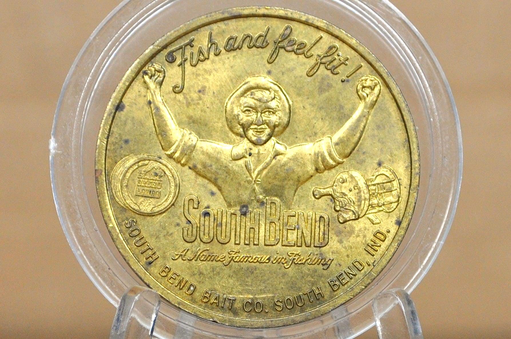 Antique South Bend Bait Co. Good Luck Token - 1939 "Fish and Feel Fit" South Bend Fishing Luck Token