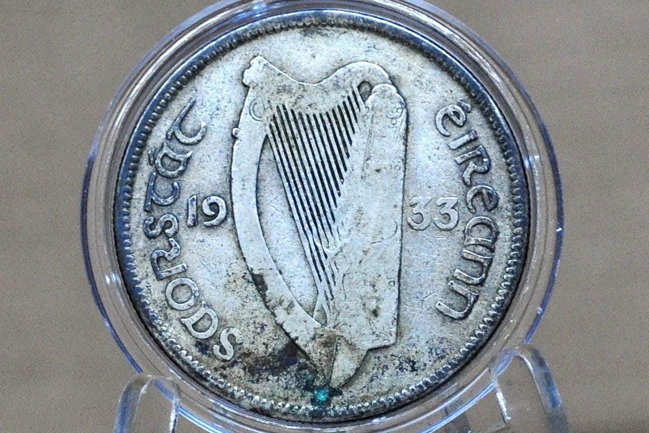 1933 Irish Silver Half Crown Coin - Great Detail - 1933 1/2 Crown Ireland UK - Scarce Coin!