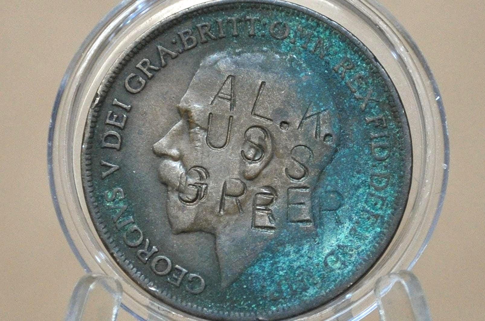 Great Britain One Penny 1914 Counterstamped "Al.k. Uss Greer" - Countermarked 1914 One Penny From Great Britain" Al.k Uss Greer"