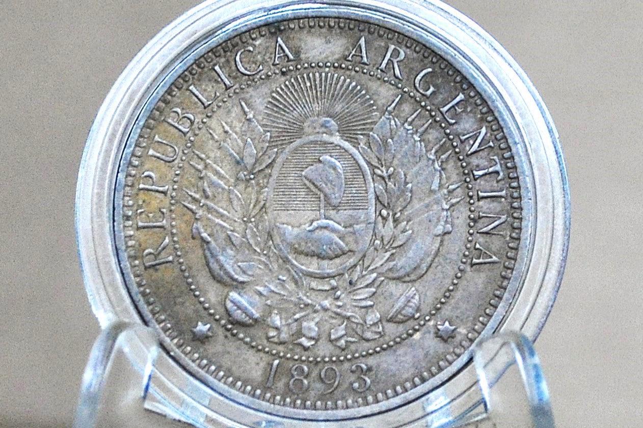 1893 Republic of Argentina Libertas Dos Centavos - AU - High Grade, Beautiful Coin - 1893 2 Centavos Argentina
