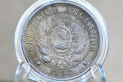 1893 Republic of Argentina Libertas Dos Centavos - AU - High Grade, Beautiful Coin - 1893 2 Centavos Argentina