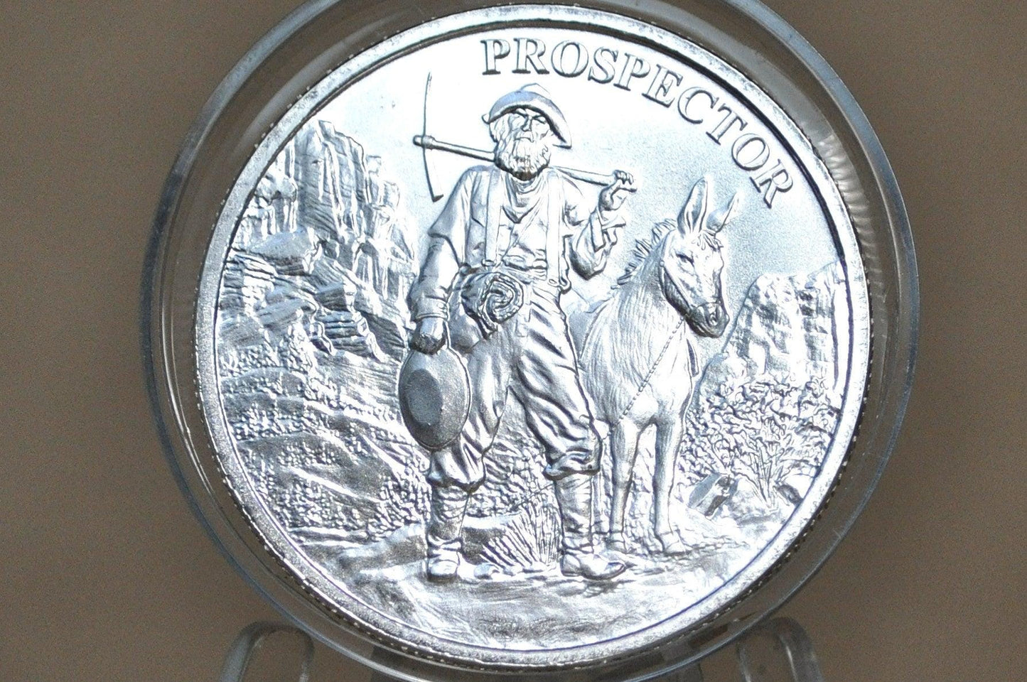 The American Prospector 1 Troy oz .999 Fine Silver Round - Old Prospector and Mule 1 Troy oz .999 Fine Silver Round