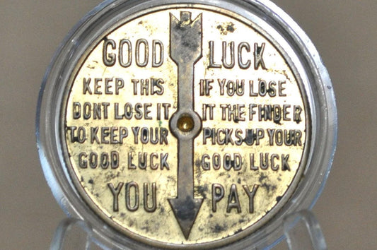 Packaged for Pleasure" 50th Anniversary Cartan Tours Souvenir Token - Cartan Tours Anniversary, Goodluck, and Spinner Token