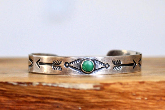 Navajo Sterling Silver Turquoise Cuff Bracelet – Handmade Native American Jewelry