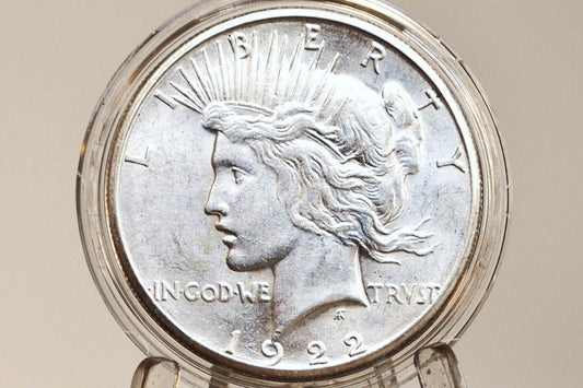 1922 Peace Silver Dollar - BU / MS60 (Uncirculated) Grade - Philadelphia Mint - 1922 P Silver Dollar BU