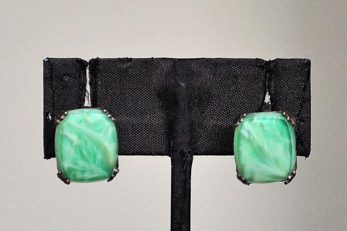 Sterling Silver Peridot Square Earrings - Stamped and Tested Sterling Silver - Peridot Square Earrings