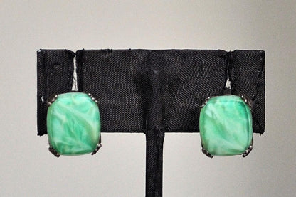 Sterling Silver Peridot Square Earrings - Stamped and Tested Sterling Silver - Peridot Square Earrings