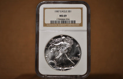 Silver Eagles 1 oz. Bullion - Choose by Date - One Ounce Fine Silver - 1986-2000's Silver Walking Liberty One Ounce Silver Proofs, MS, Slabs