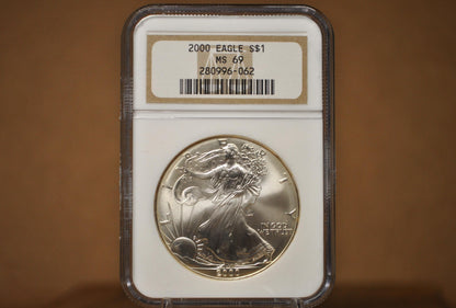 Silver Eagles 1 oz. Bullion - Choose by Date - One Ounce Fine Silver - 1986-2000's Silver Walking Liberty One Ounce Silver Proofs, MS, Slabs