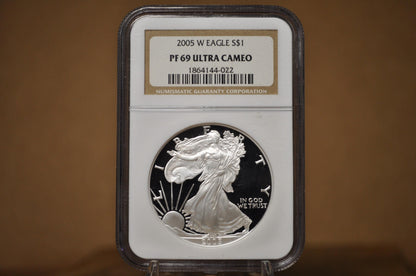 Silver Eagles 1 oz. Bullion - Choose by Date - One Ounce Fine Silver - 1986-2000's Silver Walking Liberty One Ounce Silver Proofs, MS, Slabs