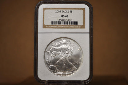 Silver Eagles 1 oz. Bullion - Choose by Date - One Ounce Fine Silver - 1986-2000's Silver Walking Liberty One Ounce Silver Proofs, MS, Slabs