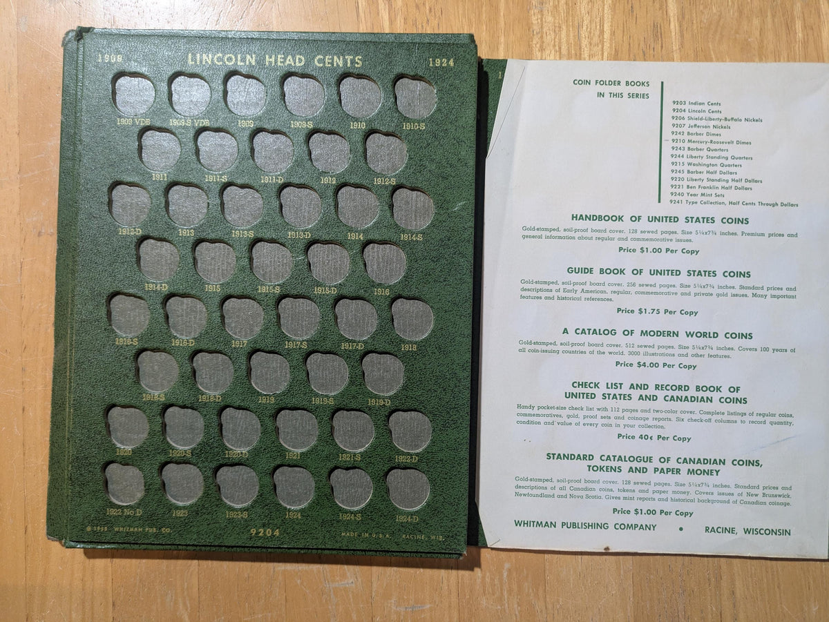 Lincoln Wheat Penny and Indian Head Cent Coin Album, Choose by Type - Coin Collecting Supplies - Whitman Albums HE Harris Albums, + More!