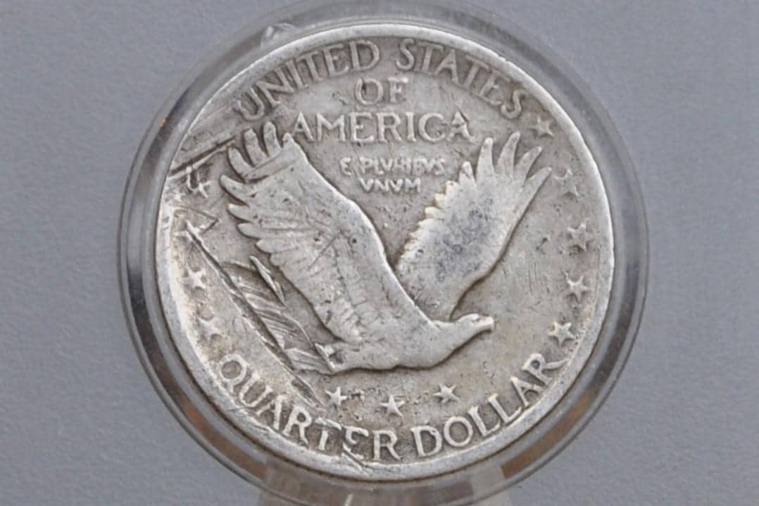1918 Standing Liberty Quarter - VF (Very Fine) Details, Minor Reverse Damage - Philadelphia Mint - Great Details - 1918 P Liberty Standing