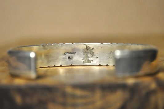 Rare Marcella James Turquoise Navajo Bracelet - 2.5 In Wide 2 In High - Stamped and Tested Sterling Silver - Native Artist Bracelet