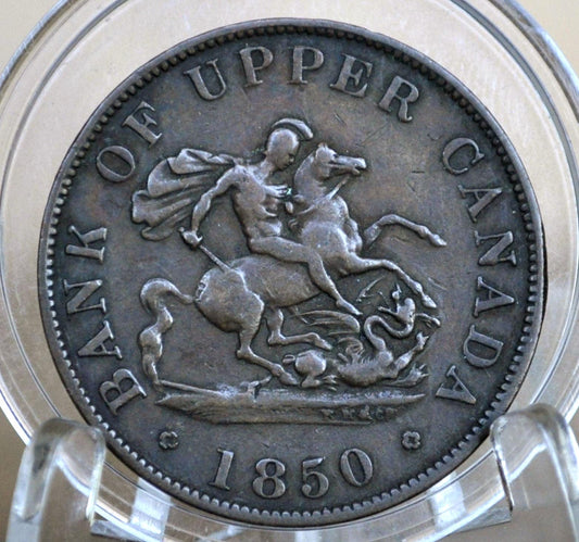 1850 Bank of Upper Canada Half Penny - 1/2 Penny Bank Token - Great Condition