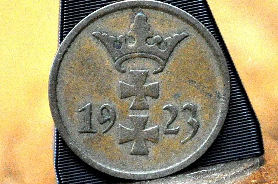 1923 City of Danzig 1 Pfennig - Great Condition - Polish States Danzig Emergency Coinage - Polish States Gulden -