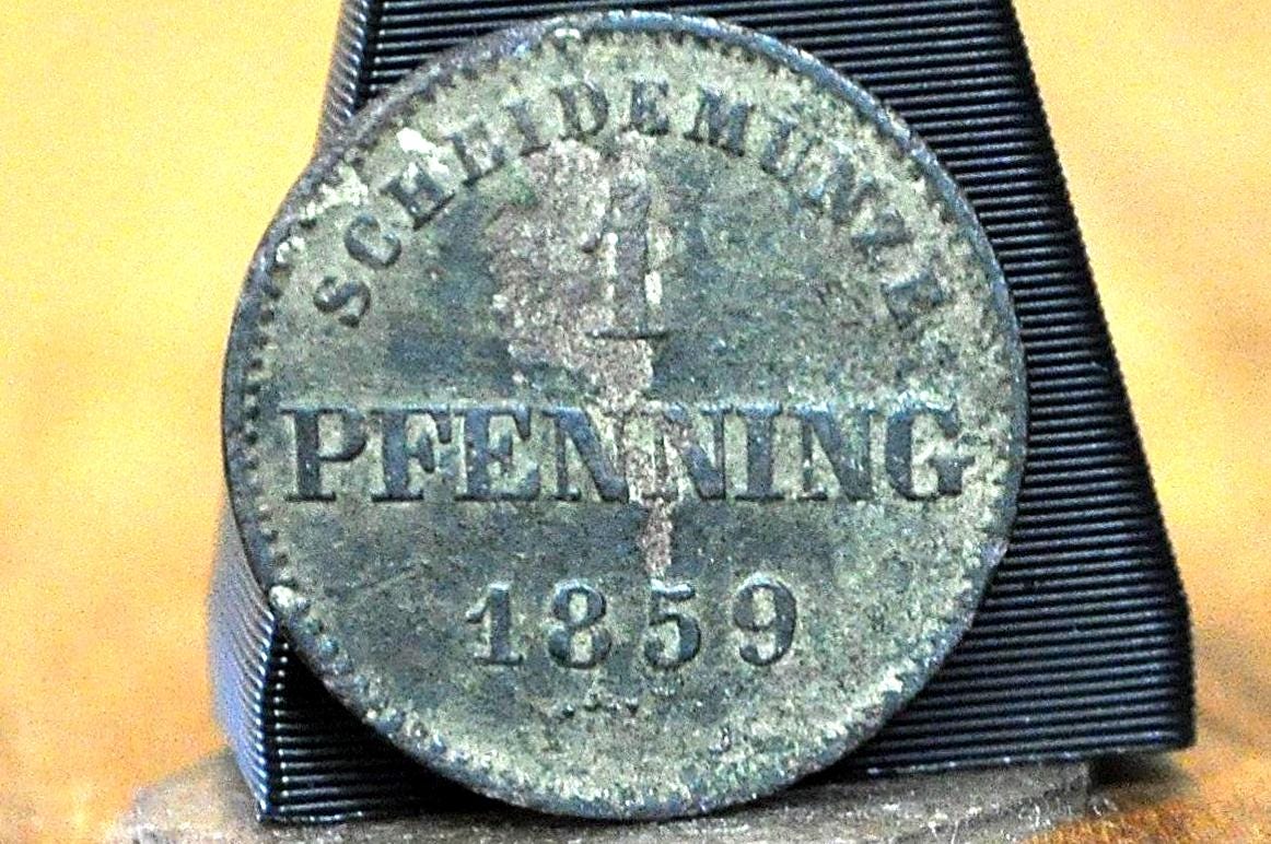 Rarer 1859 Kingdom of Prussia 1 Pfennig - Great Condition - Berlin Mint - Frederick William IV of Prussia - 1/360th Thaler -