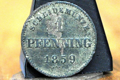 Rarer 1859 Kingdom of Prussia 1 Pfennig - Great Condition - Berlin Mint - Frederick William IV of Prussia - 1/360th Thaler -