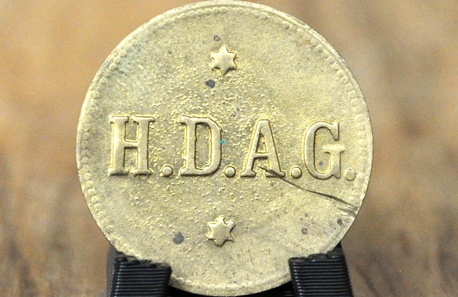 H.d.a.g. (Hafen Dampfschiff Aktien Gesellschaft) Hamburg Ferry Token - Vintage German Brass Faehrmarke Transit Token