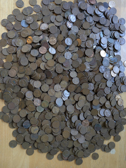 Copper Pennies by the Pound! Wheat or Memorial Large Mix of Dates - US Wheat Back Cents - Antique Coins