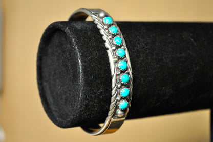 Rare Marcella James Turquoise Navajo Bracelet - 2.5 In Wide 2 In High - Stamped and Tested Sterling Silver - Native Artist Bracelet